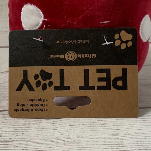 Stuffed Mushroom Dog Toy with Squeaker Plush Pet Fungi Ribbed Bottom 7 1/2"H - Picture 8 of 8